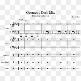 Geometry Dash Mix Sheet Music Composed By Ben Herbert - Scared Of The Dark Lil Wayne Sheet Music, HD Png Download