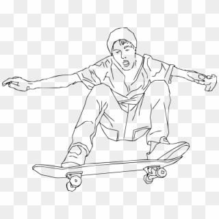 Ollie Skateboarding Concentrate Clipart Icon Png - Skateboarding Black And White Clipart, Transparent Png