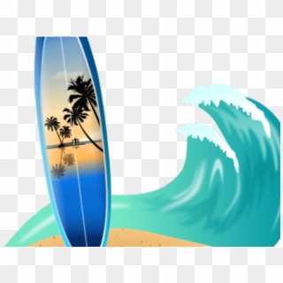 Surfboard Clipart Simple - Surfboard With Wave Clipart, HD Png Download