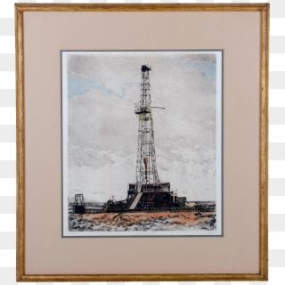 John Collette “discovery Well” Oil Rig Etching, Oklahoma - Picture Frame, HD Png Download