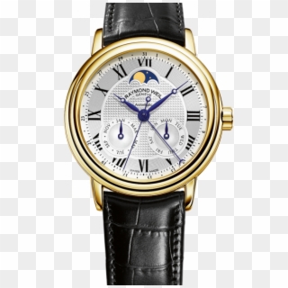 Maestro Automatic Moon Phase Yellow Gold On Leather - Raymond Weil Maestro Moonphase Gold, HD Png Download