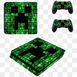 Ps4 Slim Skin Minecraft Green Creeper Face - Ps4 Skins Minecraft, HD Png Download