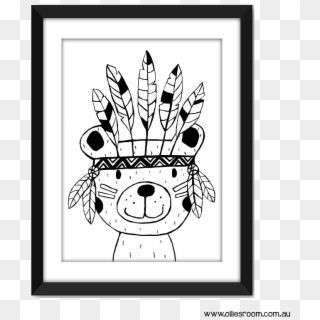 Monochrome Wild Things Art Work Handdrawn Bear Poster - Kids Black And White Prints, HD Png Download
