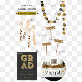 Black & Gold Grad Party - Poster, HD Png Download