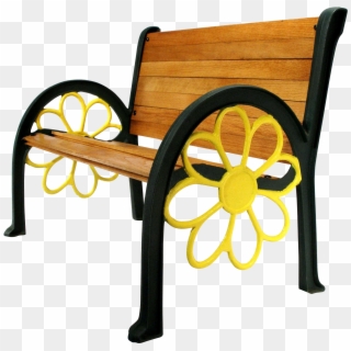 Vintage Sunflower Cast Iron Wood Slat Patio Garden - Garden Chair Cliparts, HD Png Download