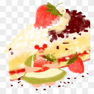 Hand Drawn Delicious Gourmet Strawberry Cake Png And - Psd, Transparent Png