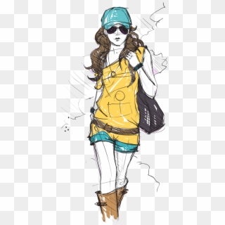 Download Fashion Girl Png Hd For Designing Projects - Fashion Girl In Sketch, Transparent Png