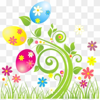 Easter Egg Decoration With Flowers Png Transparent - Easter Clip Art Png, Png Download