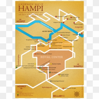 Schematic Map Of Hampi - Sightseeing Map Of Hampi, HD Png Download