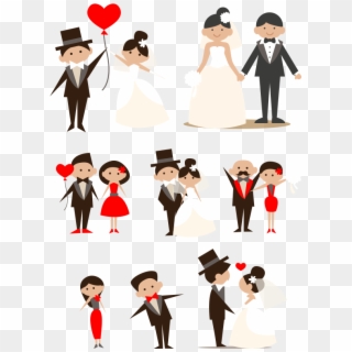 Cartoon Couple Clip Art Hand Drawn Bride - Bride And Groom Png, Transparent Png