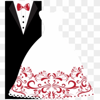 Wedding Invitation Bridegroom Wedding Dress Clip Art - Wedding Invitation Gown And Tuxedo, HD Png Download
