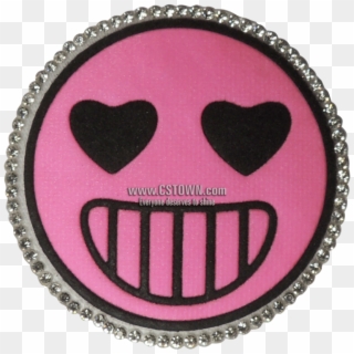 Pink Round Smile Emoji Face Applique - Embroidered Patch, HD Png Download