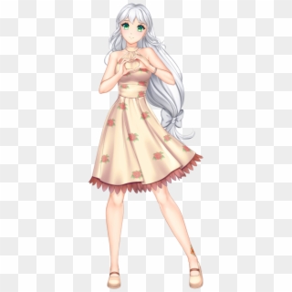Anime Girl With White Hair And Green Eyes Wearing A - Anime Girl White Hair Beautiful, HD Png Download