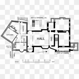 Horham Hall Blueprint - Medieval House Floor Plan, HD Png Download