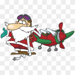 Santa Claus Is Coming By Plane , Png Download - Clipart Santa Claus Airplane, Transparent Png