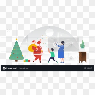 Santa Claus Spreading Joy Illustration - Christmas Tree, HD Png Download