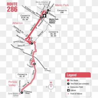 286 Map Route - Samtrans 286, HD Png Download