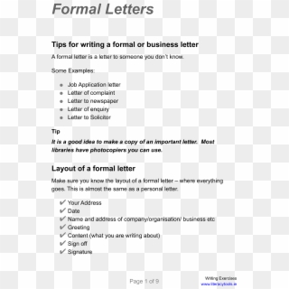 Business Letter Formal Format - Business Letter, HD Png Download