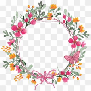 Pink Butterfly Wreath 2786*2808 Transprent Png Free - Transparent Background Floral Wreath, Png Download