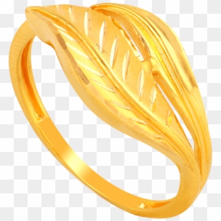 Exquisitely Etched Leaf Gold Ring - Without Stone Gold Ring, HD Png Download
