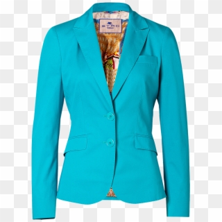 Etro Turquoise Cotton Stretch Blazer - Button, HD Png Download
