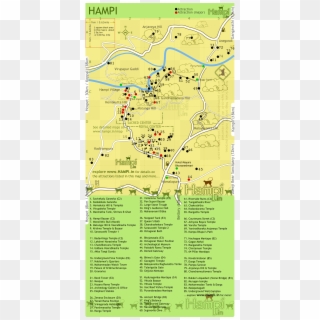 Map Show The Location Of Various Monuments In Hampi - Map Of Hampi Monuments, HD Png Download