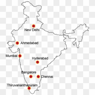 Ahmedabad Has Daily Flights To All Major Cities Of - India Map Outline, HD Png Download