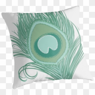 Mint Peacock Feather Pillow - Cushion, HD Png Download