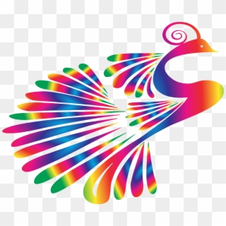 Stylized Colorful Big Image Png - Peacock Silhouette Png, Transparent Png
