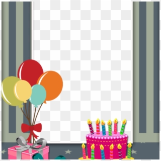 Grey Birthday Frame With Beautiful Cake - Frame Cake Png, Transparent Png