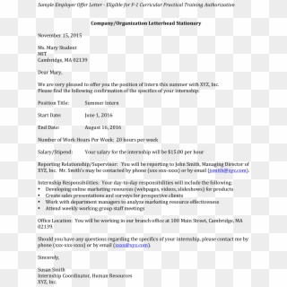 Summer Internship Employer Offer Letter Main Image - Internship, HD Png Download