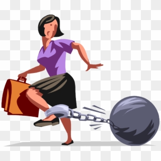 Vector Illustration Of Restrained Businesswoman Drags - Ball And Chain, HD Png Download