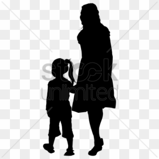 Silhouette Of A Mother And Daughter Vector Graphic - Mother And Daughter Holding Hands Silhouette, HD Png Download