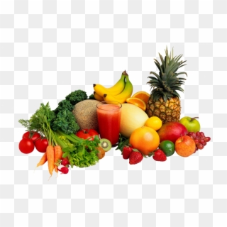Healthy Food Png Transparent Background - Fruits And Vegetables In Plate, Png Download