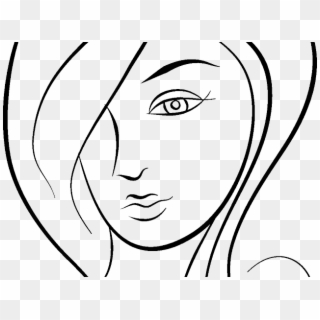 Girl Face Clipart - Line Art, HD Png Download