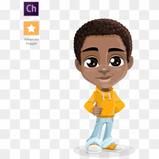 Jorell The Playful African American Boy Puppet - African American Boy Cartoon, HD Png Download