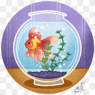 A Drawing Of A Fancy Fan-tailed Goldfish, Swimming - Coral Reef Fish, HD Png Download