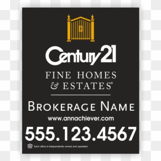 Century 21 Fine Homes Black For Sale Sign 24&prime - Century 21, HD Png Download