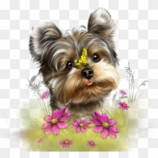 Dog Flowers Cute Puppy Butterfly Fade Ftestickers Anima - Bonne Journée Bon Week End, HD Png Download