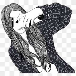 Aesthetic Aesthetictumblr Tumblr Png Outline Girl Girlt - Girl Drawing Covering Face, Transparent Png