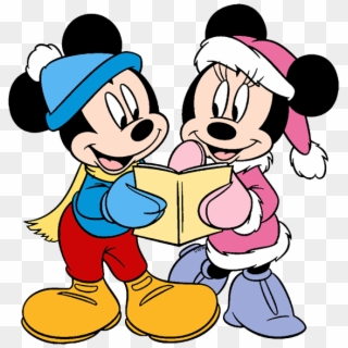 Clip Art Of Mickey And Minnie Mouse Singing Christmas - Mickey And Minnie Mouse Coloring, HD Png Download
