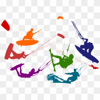 This Free Icons Png Design Of Some Kitesurfers Silhouettes - Kite Surfing Clip Art, Transparent Png