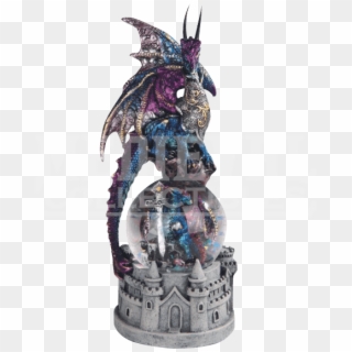 Blue Dragon With Castle Base Snow Globe - Figurine, HD Png Download