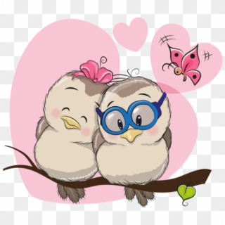 Oiseaux,birds Owl Vector, Vector Art, Cartoon Birds, - Cute Cartoon Characters In Love, HD Png Download