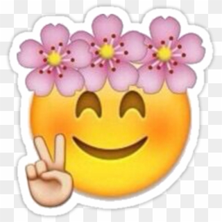 #emoji #corona #diadema #cute #emotions #emoticon - Emoji With Flowers Png, Transparent Png