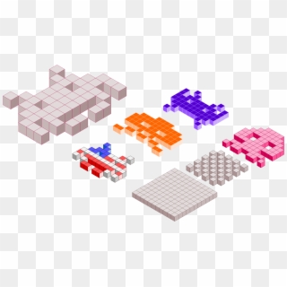 This Free Icons Png Design Of Space Invaders 3d Blocks - Space Invader Pixel Art 3d, Transparent Png