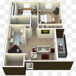 0 For The 2 Bedroom W/ Balcony Floor Plan - 2 Bedroom Villa Plans, HD Png Download