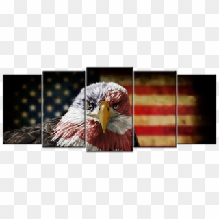 Patriotic American Flag With Eagle Extra Large 5-panel - 5 Panel Canvas 92 X 40, HD Png Download