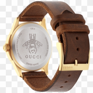 Gucci G-timeless Bee Fabric Dial Pvd Gold Plated Unisex - Brown Gucci Watch Mens Brown, HD Png Download