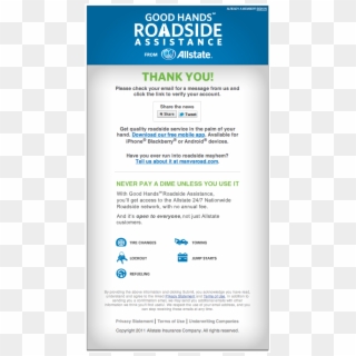 Allstate Roadside Sign-up - Allstate Roadside Assistance Code, HD Png Download